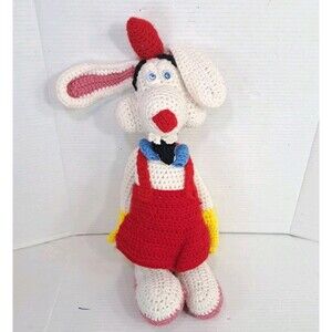 Handmade 16” Roger Rabbit Crochet Plush Toy Stuffed Animal Collectible Gift